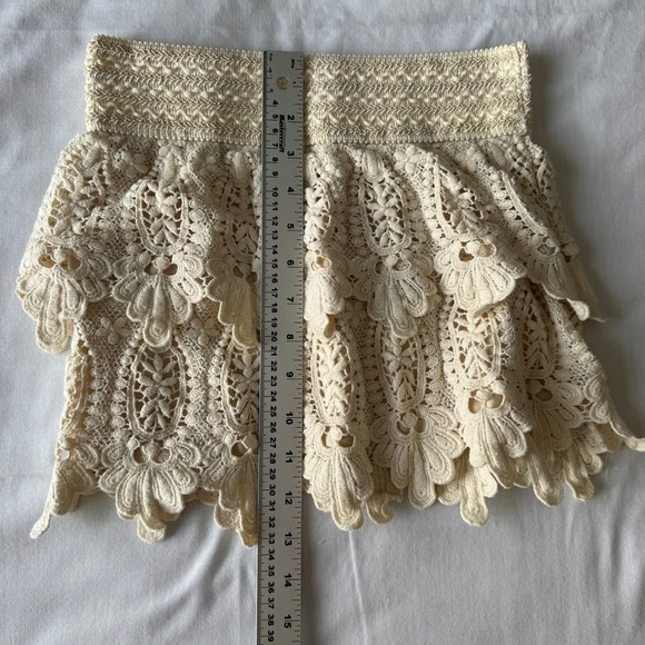 Swoon Women's Crochet Lace Tiered Mini Skirt Cream Boho Festival NEW Y2K Chic - Picture 9 of 10